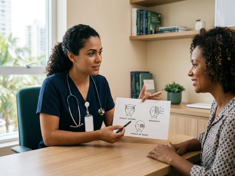 Explicação dos diferentes tipos de dor de cabeça durante a consulta