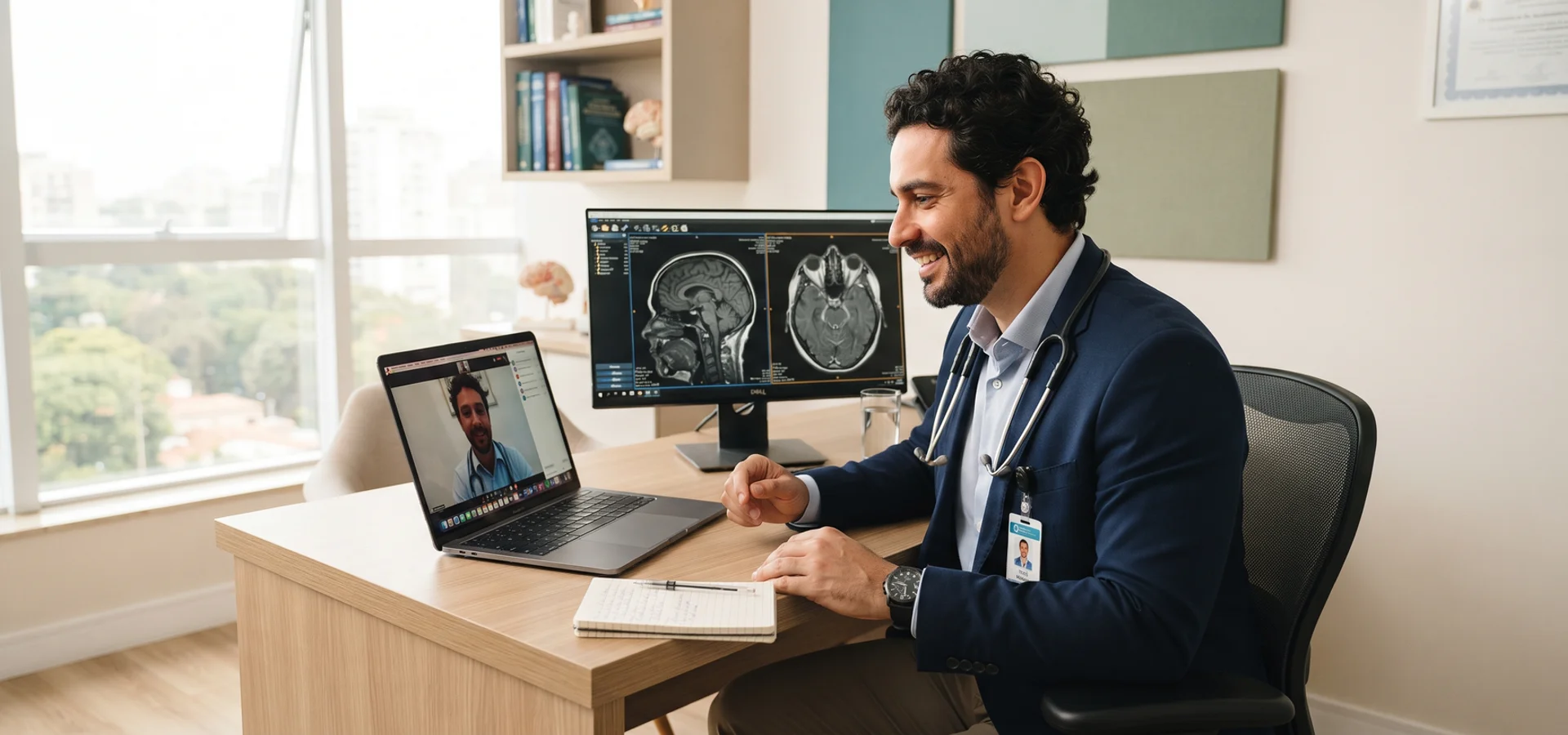 Consulta de neurologia por vídeo conduzida no consultório