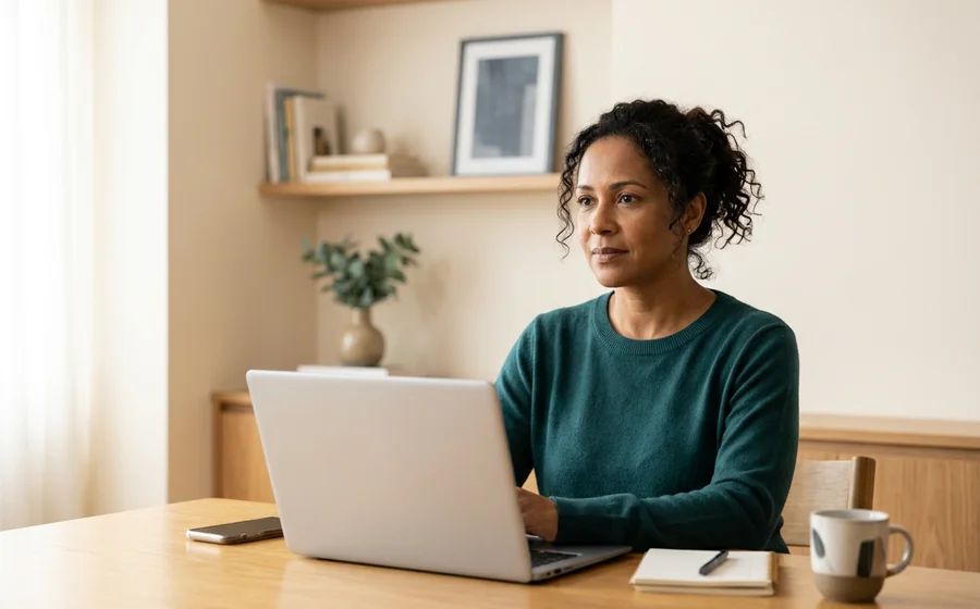 Paciente em ambiente adequado para a teleconsulta em casa